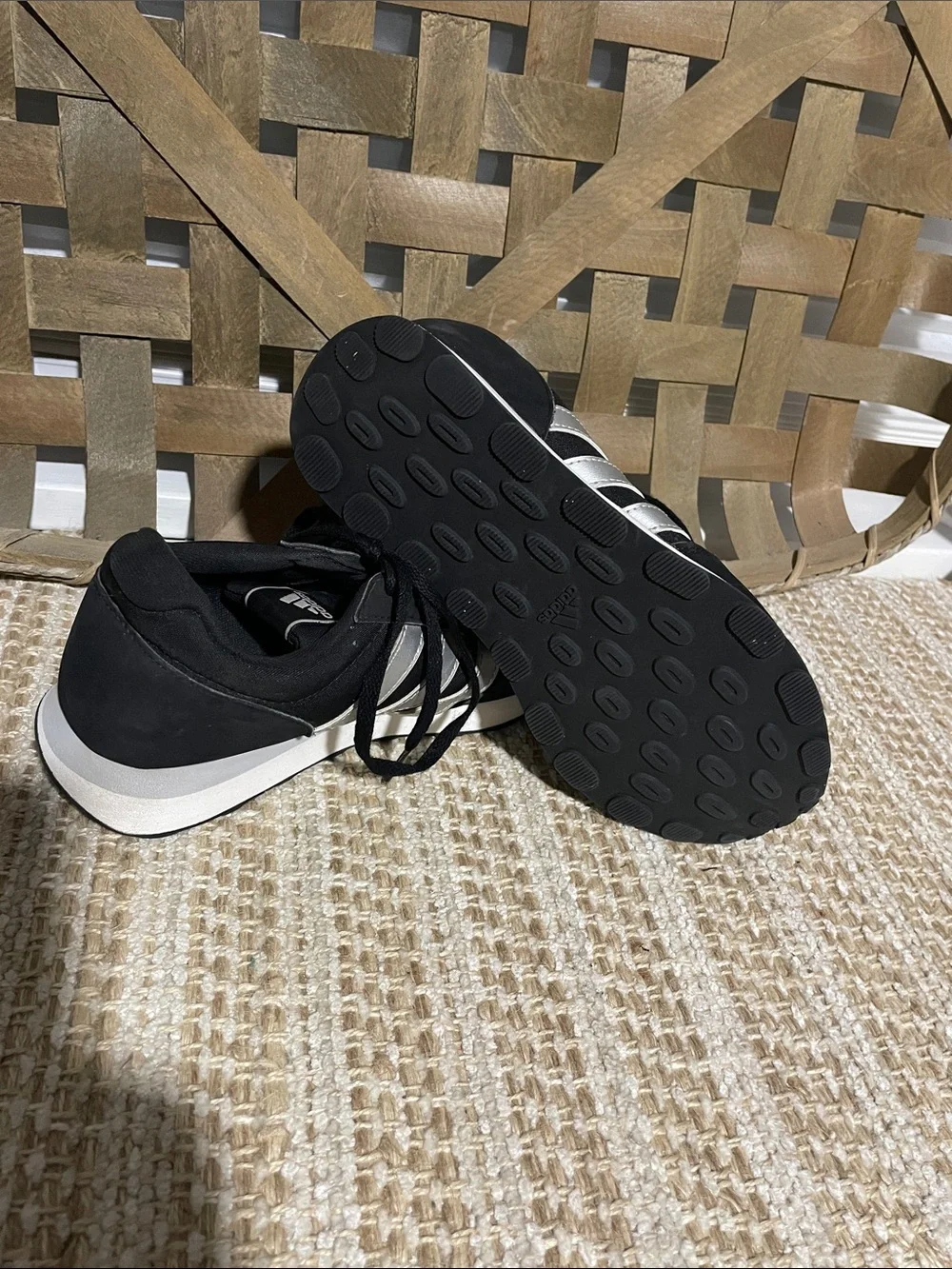 adidas Black and White Retro Runner Sneakers